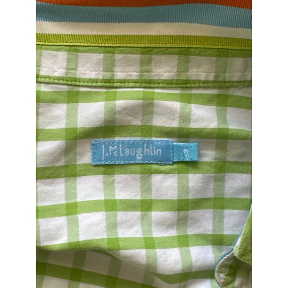 J.McLaughlin Checkered Button Up Shirt Sz 0 Pistachio Green Designer Luxury - Picture 8 of 13